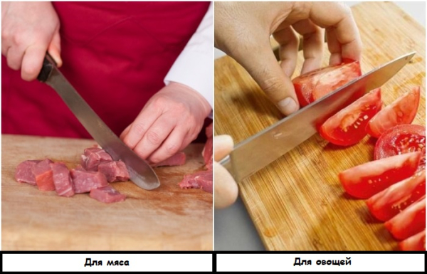 М'ясо та овочі потрібно нарізати на різних дошках Мясо и овощи нужно нарезать на разных досках