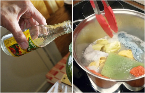 Потрібно прокип'ятити кухонний рушник з оцтом. / Фото: pinterest.com Нужно прокипятить кухонный полотенца с уксусом. / Фото: pinterest.com