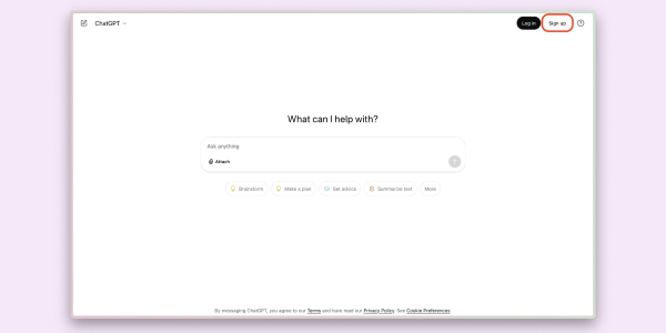 Регистрация в ChatGPT