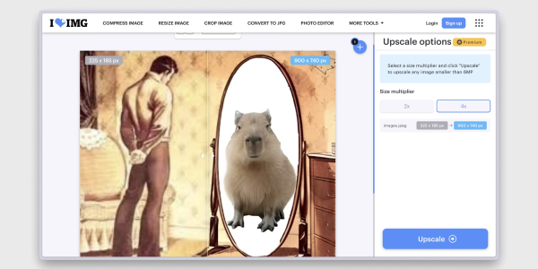 Апскейлер изображений с ИИ IloveIMG Upscale Image