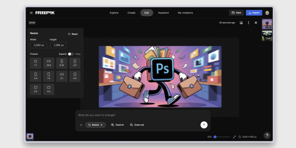 Freepik позволяет расширить изображение с помощью нейросети