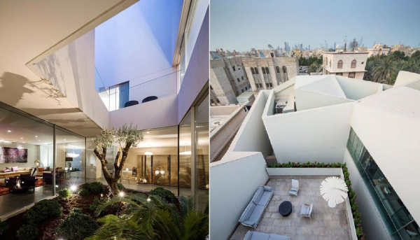 Четыре внутренних дворика обеспечивают приток света и воздуха (Wall House, Кувейт).