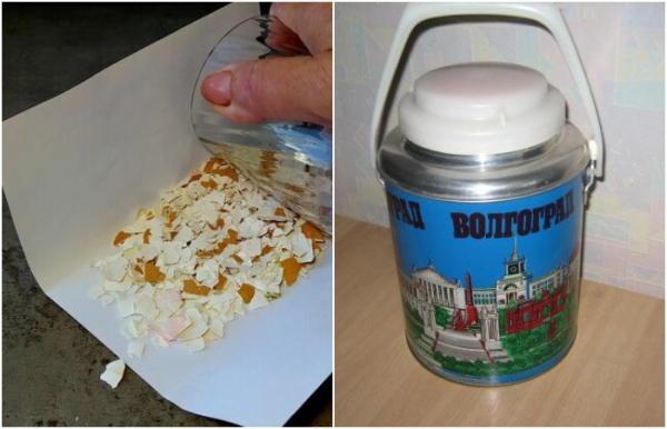 Подрібніть шкаралупу і відправте в термос Измельчите скорлупу и отправьте в термос