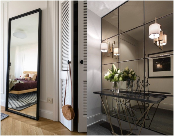 Поставте дзеркало на підлогу або оформіть дзеркальне панно. Поставьте зеркало на пол или оформите зеркальное панно