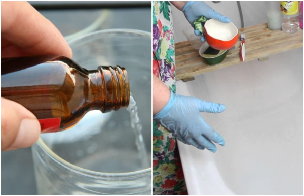 Налейте нашатырь в стакан с водой и замочите ванну