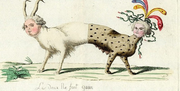 Одна з карикатур на короля та королеву Франції, написана під час подій. Одна из карикатур на короля и королеву Франции, написанная во время событий.