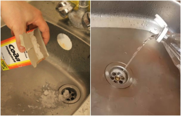 Насипте в мийку соду і залийте оцтом Насыпьте в мойку соду и залейте уксусом