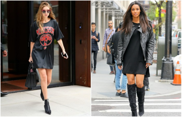 Джиджи Хадид в платье-футболке