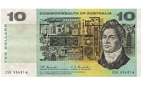 Купюра с изображением архитектора и мошенника Фрэнсиса Гринуэй.