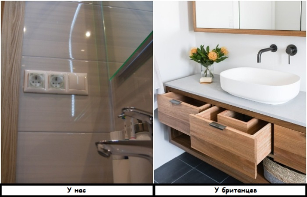 В зоне раковины нет розеток