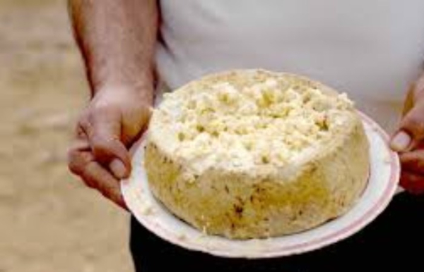 Очень странный сыр с личинками.