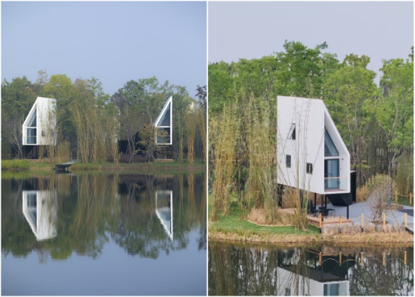 Форма и цвет хижин напоминает белые паруса.