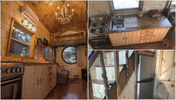 Кухня оформлена в деревенском стиле.