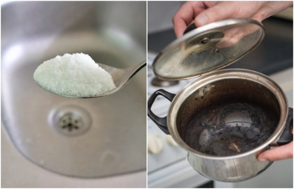 Посыпьте загрязненные участки солью