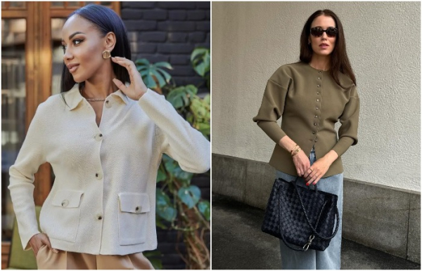 У моді приталені кардигани та трикотажні жакети на ґудзиках. В моде приталенные кардиганы и трикотажные жакеты на пуговицах