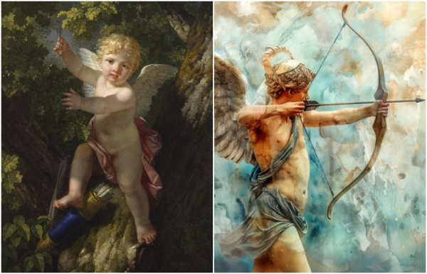 Прототип Купидона был намного взрослее. /Фото: en.wikipedia.org, stock.adobe.com