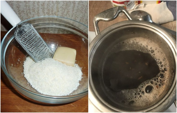 Залейте в кастрюлю мыльный раствор