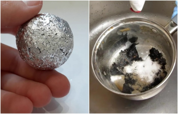 Потрите пригоревшие участки шариком из фольги