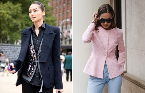 Жакет с баской и подплечниками