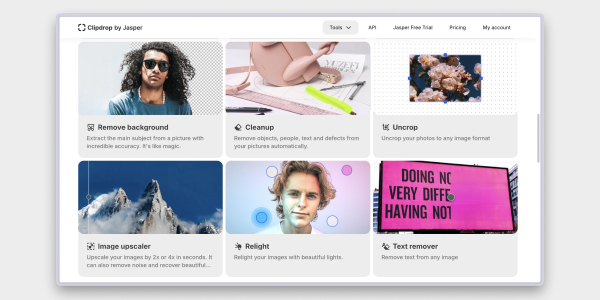 Clipdrop позволяет удалить фон и текст, изменить освещение и повысить качество картинки