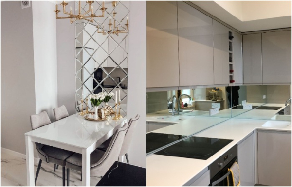 Варианты использования зеркала на кухне