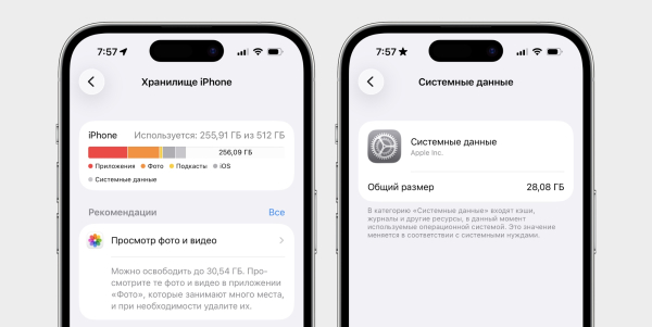 Системні дані у сховищі iPhone Системные данные в хранилище iPhone