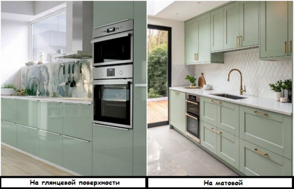 На глянцевой и матовой поверхности краска смотрится по-разному