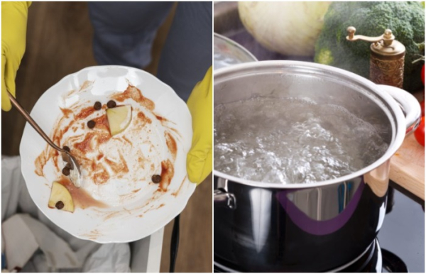 Потримайте брудну тарілку над парою Подержите грязную тарелку над паром