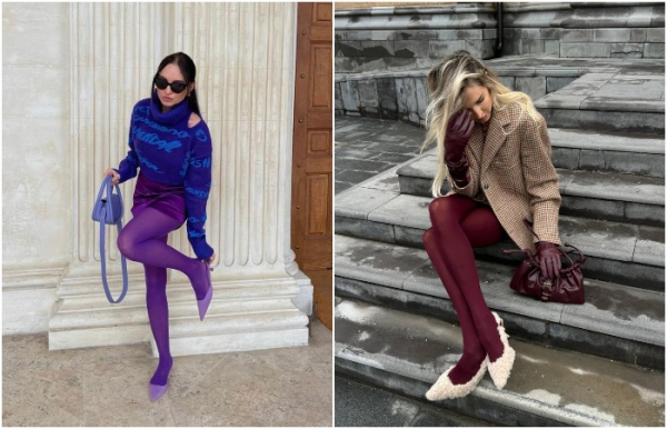 Яркие колготки – отличный акцент в образе