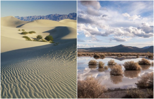 Пустыня с песками, горами и... сотнями озёр. /Фото: britannica.com, elephantstock.com