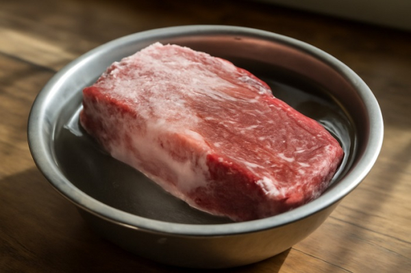 Размораживайте мясо в металлической посуде. / Фото: abri-kos.ru