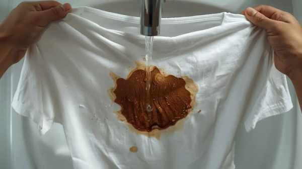 Затирайте пляму від кави у воді. / Фото: coffeeroom.by Застирайте пятно от кофе в воде. / Фото: coffeeroom.by