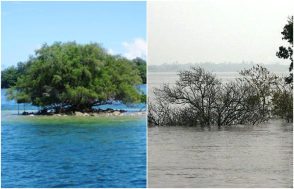 Пока был остров, две страны конфликтовали, но как только он затонул, то и ссоры закончились. /Фото: mandalaprojects.com, nydailynews.com