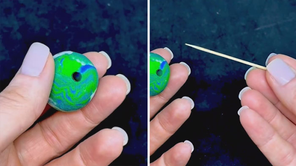 Шаг 4: Прочищаем отверстие и даем шарику застыть