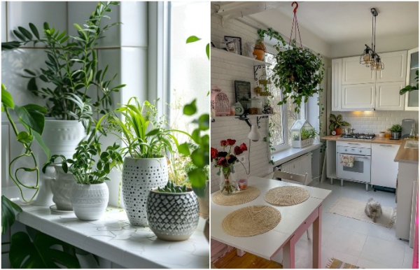 Цветы можно подвесить под потолок или поставить на подоконник