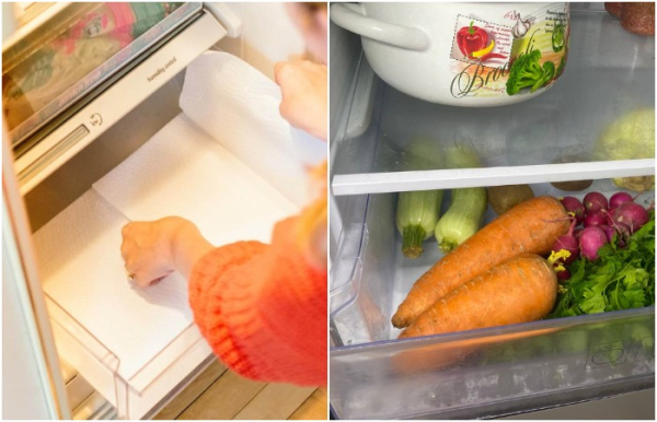 Храните овощи на бумажном полотенце