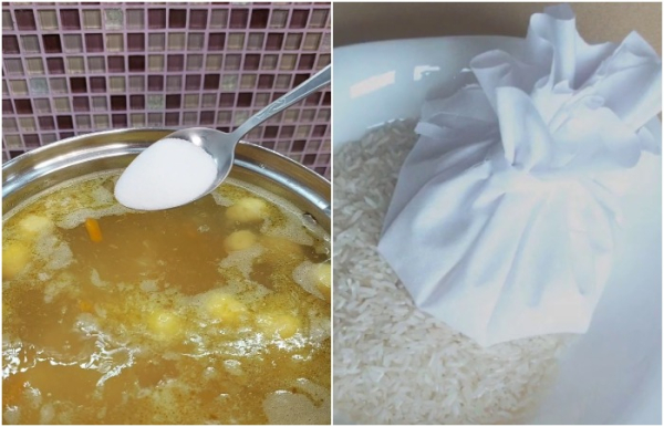 Опустите в суп мешочек с рисом
