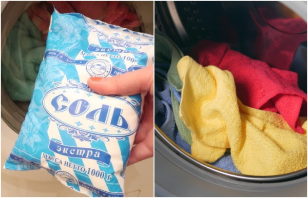 Соль помогает сохранить яркий цвет ткани